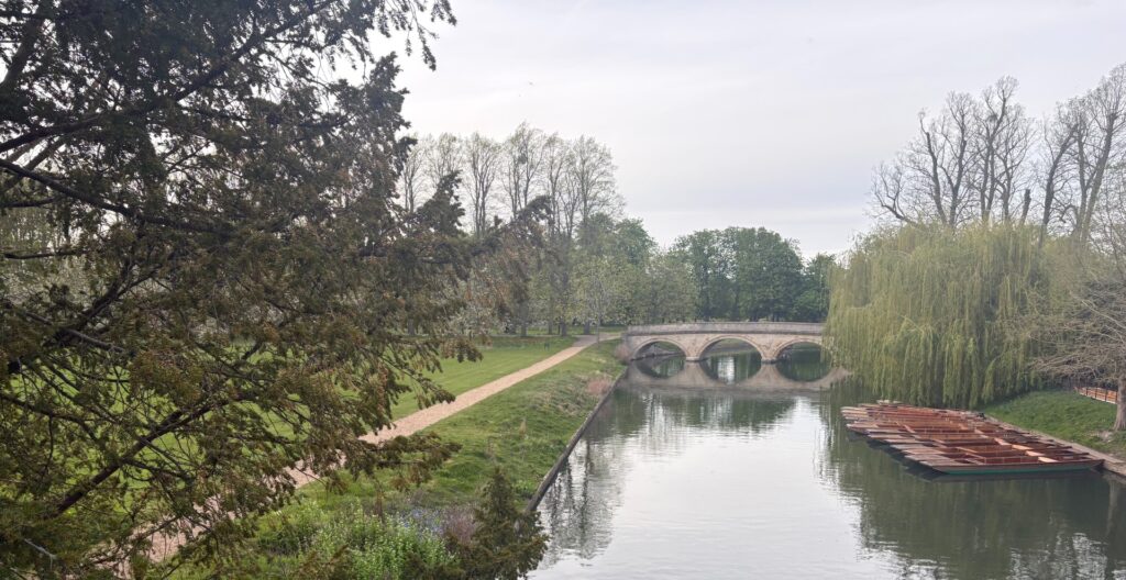 Image of the River Cam in Cambridge from the view point of the bridge close to Trinity Hall College
