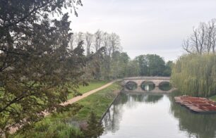 Image of the River Cam in Cambridge from the view point of the bridge close to Trinity Hall College